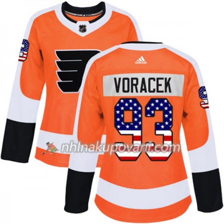 Philadelphia Flyers Dresy Jakub Voracek 93 2017-2018 USA Flag Fashion Oranžová Adidas Authentic - Dámské Philadelphia Flyers Dresy Jakub Voracek 93 2017-2018 USA Flag Fashion Oranžová Adidas Authentic - Dámské
